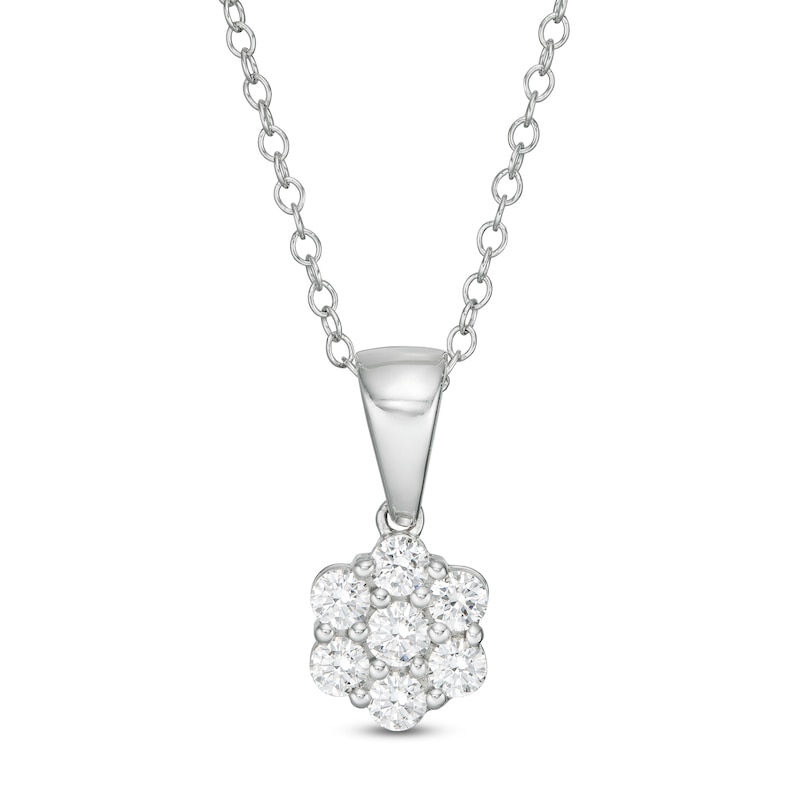 Main Image 1 of 1/2 CT. T.W. Composite Diamond Flower Pendant in 10K White Gold