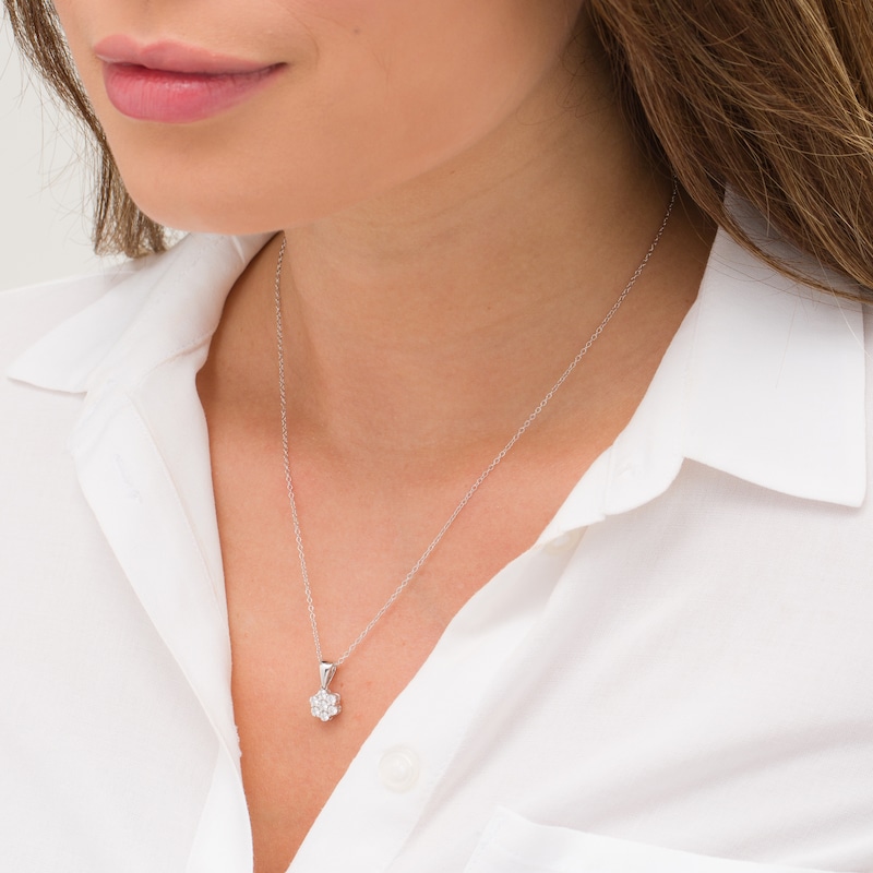 Main Image 2 of 1/2 CT. T.W. Composite Diamond Flower Pendant in 10K White Gold