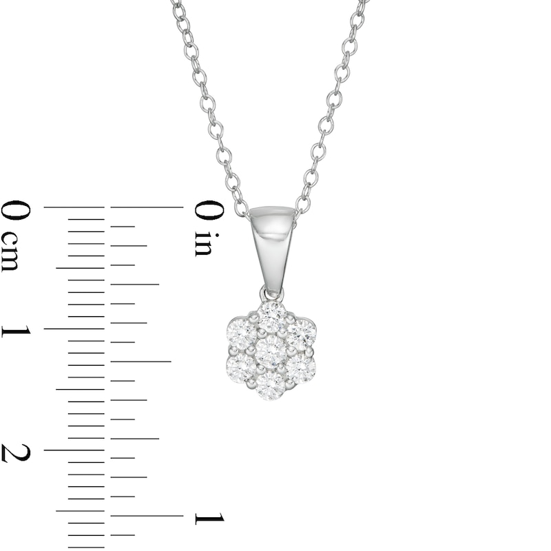 Main Image 3 of 1/2 CT. T.W. Composite Diamond Flower Pendant in 10K White Gold