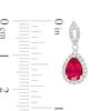 Thumbnail Image 3 of Pear-Shaped Lab-Created Ruby and White Sapphire Frame Teardrop Earrings in Sterling Silver