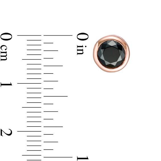 2 CT. T.w. Black Diamond Bezel-Set Solitaire Stud Earrings in 10K Rose Gold