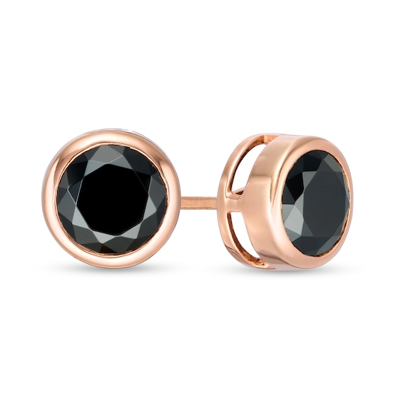 2-1/2 CT. T.w. Black Diamond Bezel-Set Solitaire Stud Earrings in 10K Rose Gold