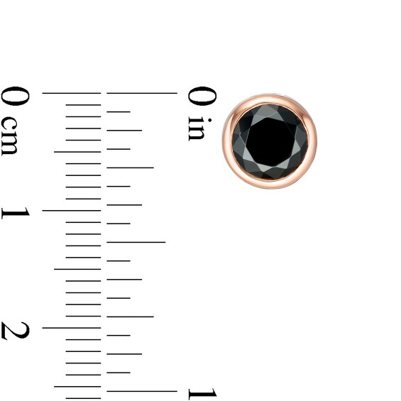 2-1/2 CT. T.w. Black Diamond Bezel-Set Solitaire Stud Earrings in 10K Rose Gold