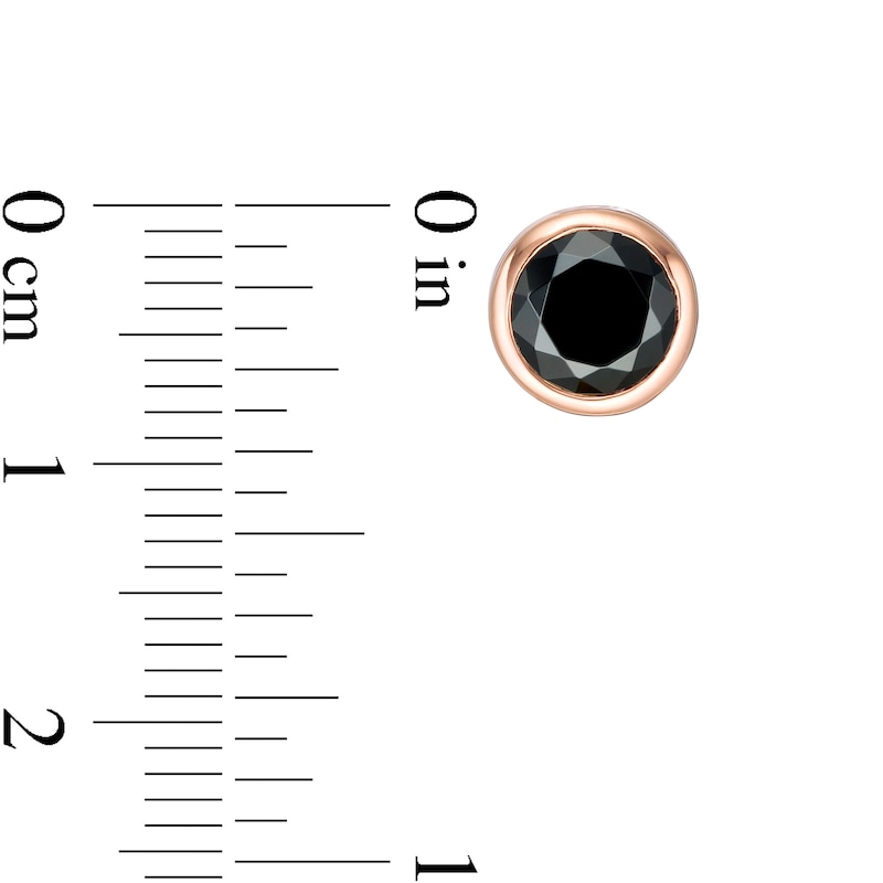 Main Image 3 of 2-1/2 CT. T.W. Black Diamond Bezel-Set Solitaire Stud Earrings in 10K Rose Gold
