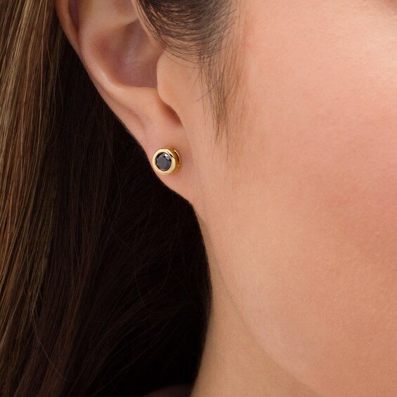 1 CT. T.w. Black Diamond Bezel-Set Solitaire Stud Earrings in 10K Gold