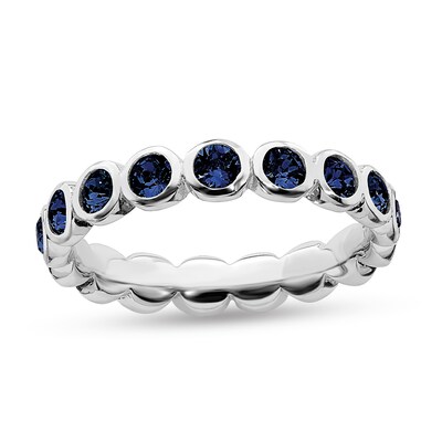 SS Stackable Expressions Polished Created Synthetic Stone Eternity Ring 