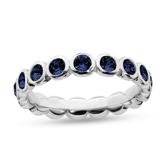 Stackable Expressions™ Blue Crystal September Birthstone Eternity Band in Sterling Silver Stackable Expressions™ Blue Crystal September Birthstone Eternity Band in Sterling Silver