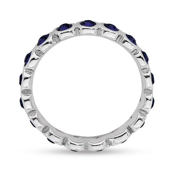 Stackable Expressions™ Blue Crystal September Birthstone Eternity Band in Sterling Silver Stackable Expressions™ Blue Crystal September Birthstone Eternity Band in Sterling Silver