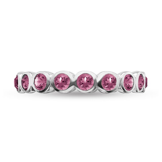 Stackable Expressions™ Pink Crystal October Birthstone Eternity Band in Sterling Silver Stackable Expressions™ Pink Crystal October Birthstone Eternity Band in Sterling Silver