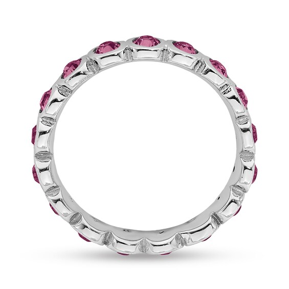 Stackable Expressions™ Pink Crystal October Birthstone Eternity Band in Sterling Silver Stackable Expressions™ Pink Crystal October Birthstone Eternity Band in Sterling Silver