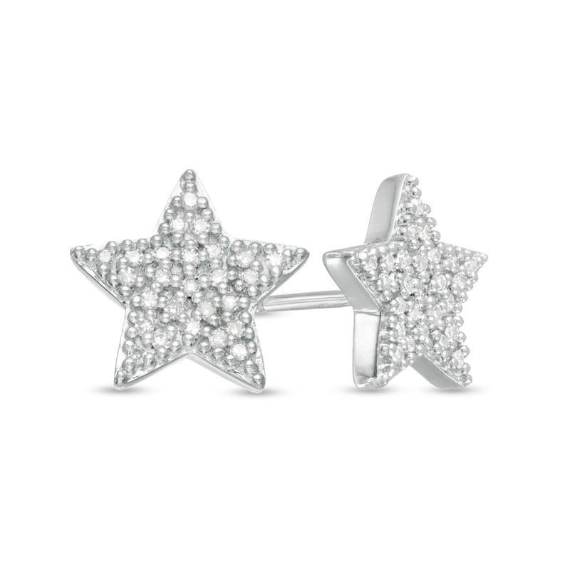 Main Image 1 of Marilyn Monroe™ Collection 1/8 CT. T.W. Diamond Star Stud Earrings in Sterling Silver