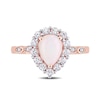 Pear-Shaped Opal and Lab-Created White Sapphire and Diamond Accent Frame Ring in 10K Rose Gold