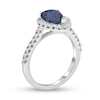 Thumbnail Image 1 of Pear-Shaped Blue Sapphire and 3/8 CT. T.W. Diamond Frame Ring in 14K White Gold