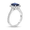 Thumbnail Image 1 of Emerald-Cut Blue Sapphire and 3/8 CT. T.W. Diamond Frame Ring in 14K White Gold