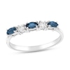 Marquise Blue Sapphire and 1/15 CT. T.W. Diamond Five Stone Ring in 14K White Gold
