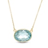 Thumbnail Image 1 of Sideways Oval Sky Blue Topaz Solitaire Necklace in 10K Gold