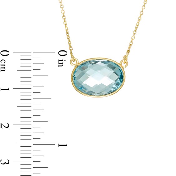 Sideways Oval Sky Blue Topaz Solitaire Necklace in 10K Gold