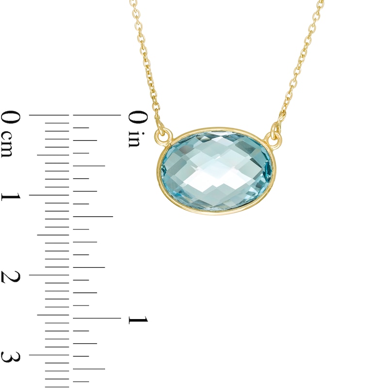 Main Image 2 of Sideways Oval Sky Blue Topaz Solitaire Necklace in 10K Gold