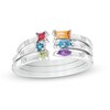 Thumbnail Image 0 of Multi-Gemstone Stackable Open Shank Three Ring Set in Sterling Silver