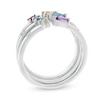Multi-Gemstone Stackable Open Shank Three Ring Set in Sterling Silver