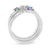 Thumbnail Image 1 of Multi-Gemstone Stackable Open Shank Three Ring Set in Sterling Silver