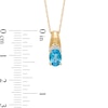 Thumbnail Image 3 of Oval Swiss Blue Topaz and Diamond Accent Beaded Drop Pendant in 10K Gold