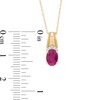 Thumbnail Image 3 of Oval Ruby and Diamond Accent Beaded Drop Pendant in 10K Gold