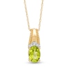Thumbnail Image 1 of Oval Peridot and Diamond Accent Beaded Drop Pendant in 10K Gold