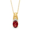 Thumbnail Image 0 of Oval Garnet and Diamond Accent Beaded Drop Pendant in 10K Gold