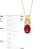 Thumbnail Image 2 of Oval Garnet and Diamond Accent Beaded Drop Pendant in 10K Gold