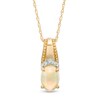 Thumbnail Image 1 of Oval Opal and Diamond Accent Beaded Drop Pendant in 10K Gold