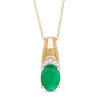 Thumbnail Image 1 of Oval Emerald and Diamond Accent Beaded Drop Pendant in 10K Gold