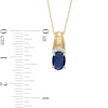 Thumbnail Image 3 of Oval Blue Sapphire and Diamond Accent Beaded Drop Pendant in 10K Gold