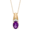 Thumbnail Image 1 of Oval Amethyst and Diamond Accent Beaded Drop Pendant in 10K Gold