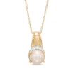 Thumbnail Image 1 of 6.0mm Freshwater Cultured Pearl and Diamond Accent Beaded Drop Pendant in 10K Gold