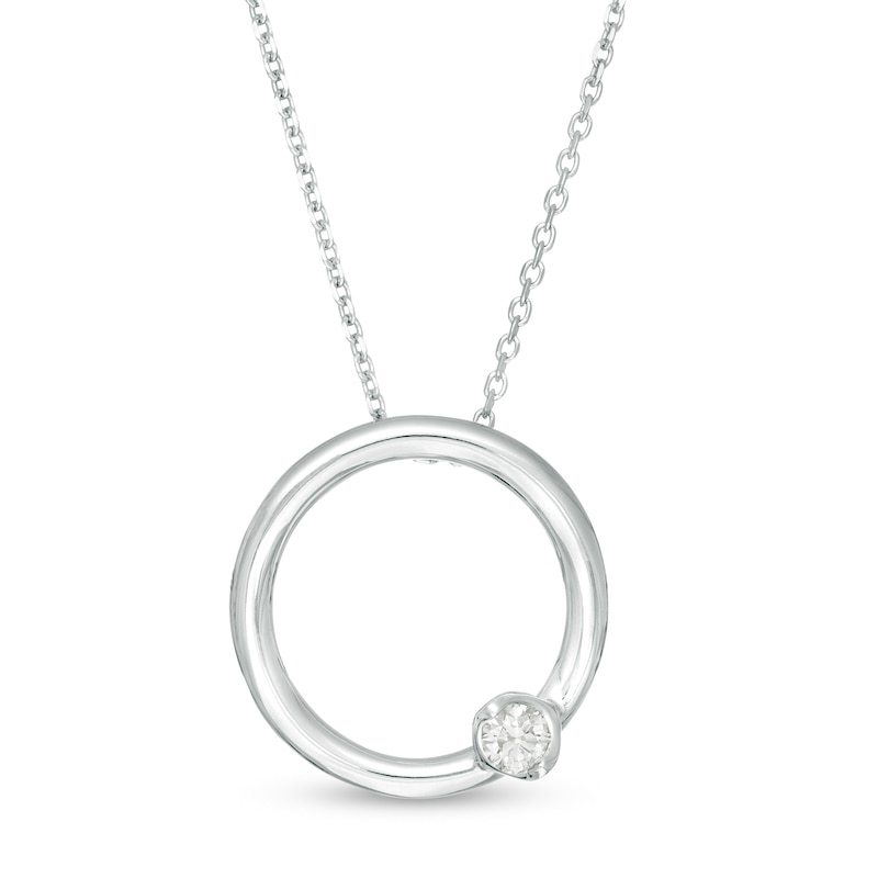 Main Image 1 of Marilyn Monroe™ Collection 1/10 CT. Diamond Solitaire Circle Pendant in Sterling Silver