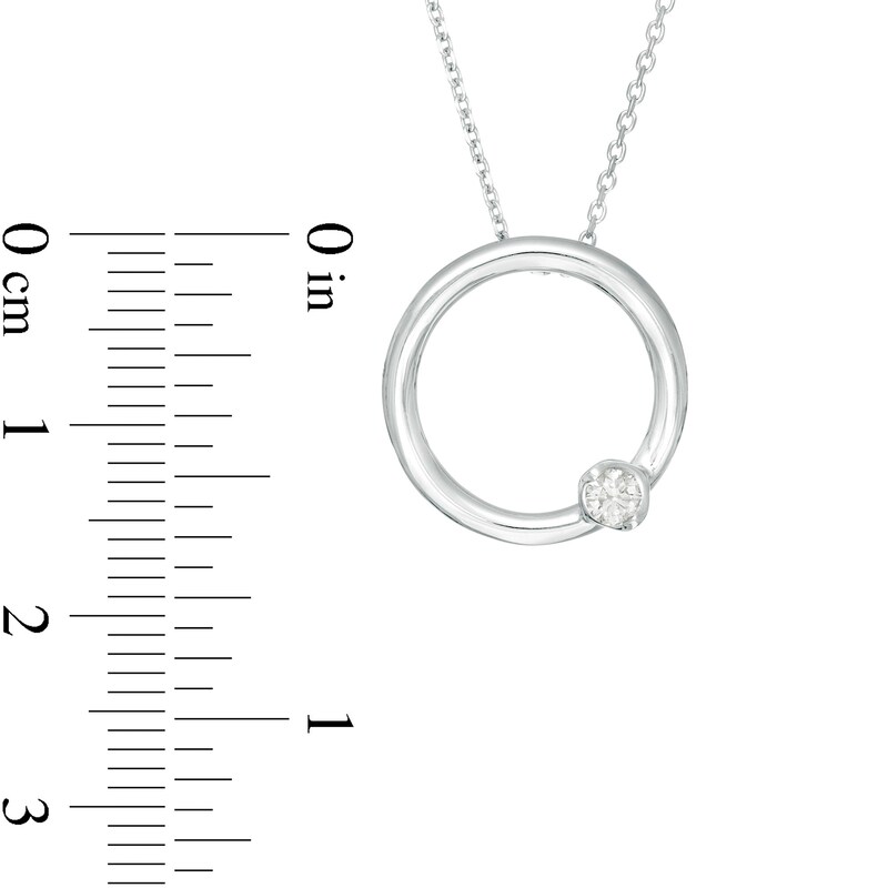 Main Image 2 of Marilyn Monroe™ Collection 1/10 CT. Diamond Solitaire Circle Pendant in Sterling Silver