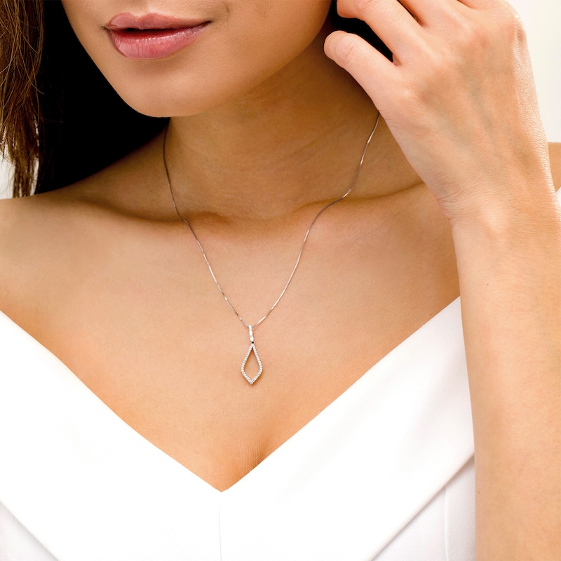 Main Image 3 of Marilyn Monroe™ Collection 1/5 CT. T.W. Diamond Teardrop Pendant in 10K White Gold