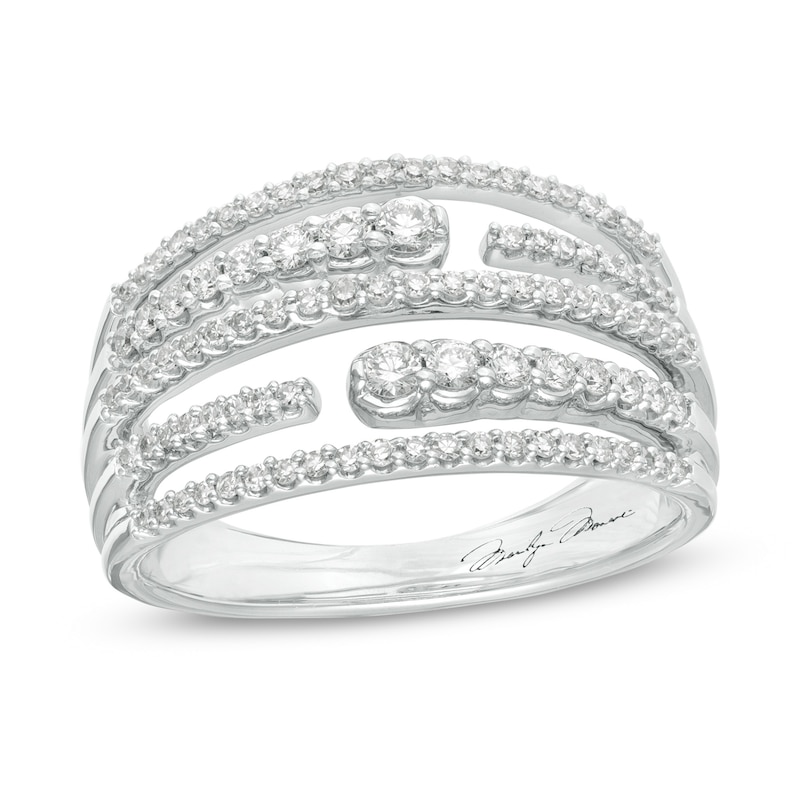 Main Image 1 of Marilyn Monroe™ Collection 1/2 CT. T.W. Journey Diamond Multi-Row Ring in 10K White Gold
