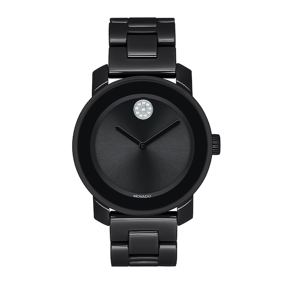 Ladies' Movado BoldÂ®Crystal Accent Black Ceramic Watch (Model: 3600535)