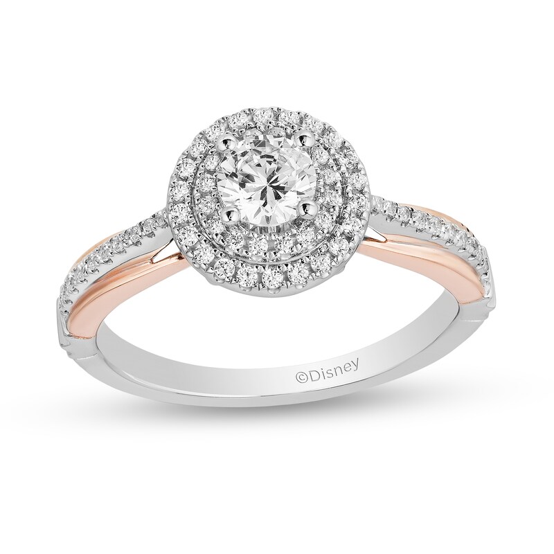 Main Image 1 of Enchanted Disney Snow White 3/4 CT. T.W. Diamond Frame Engagement Ring in 14K Two-Tone Gold