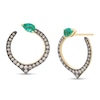 Pear-Shaped Emerald and 3/8 CT. T.W. Champagne Diamond Drop Earrings in 14K Gold with Black Rhodium