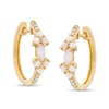 Marquise and Round Opal and 1/20 CT. T.W. Diamond Hoop Earrings in 14K Gold