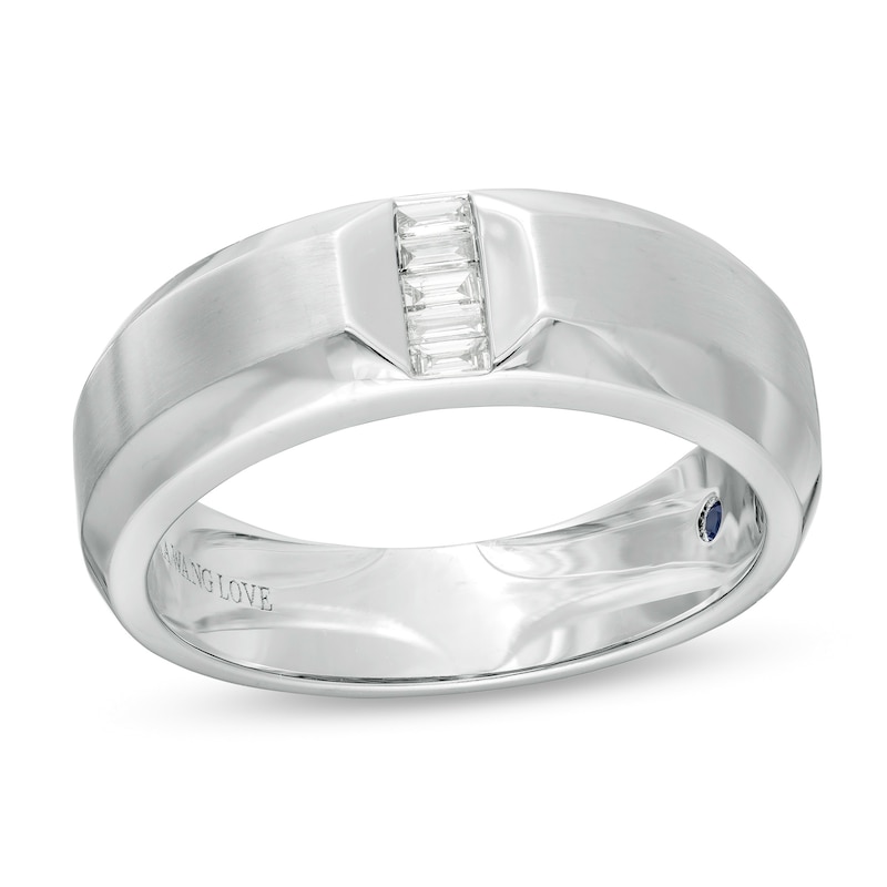 Vera Wang Love Collection Men's 1/10 CT. T.W. Baguette Diamond Wedding Band in 14K White Gold