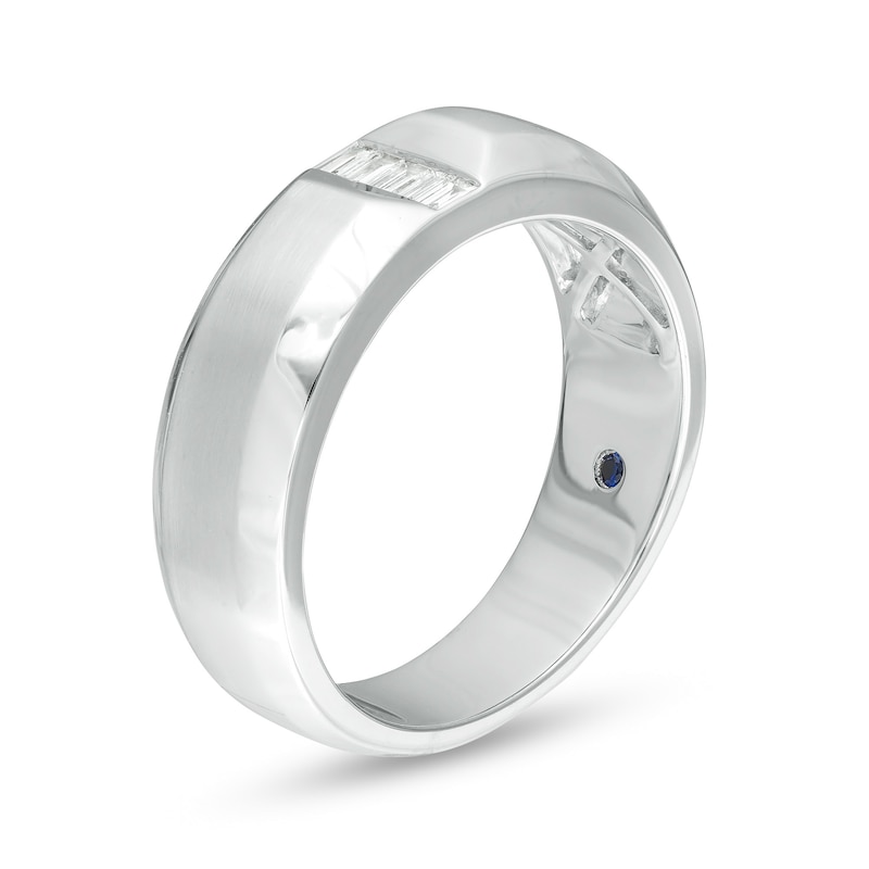 Vera Wang Love Collection Men's 1/10 CT. T.W. Baguette Diamond Wedding Band in 14K White Gold