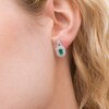 Thumbnail Image 2 of Emerald-Cut Lab-Created Emerald and White Sapphire Cushion Frame Drop Earrings in Sterling Silver
