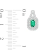 Thumbnail Image 3 of Emerald-Cut Lab-Created Emerald and White Sapphire Cushion Frame Drop Earrings in Sterling Silver