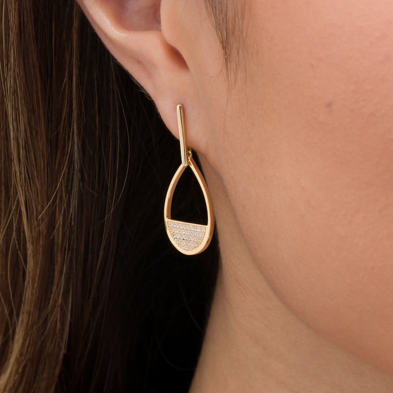 Main Image 2 of 1/3 CT. T.W. Diamond Teardrop Earrings in 10K Gold