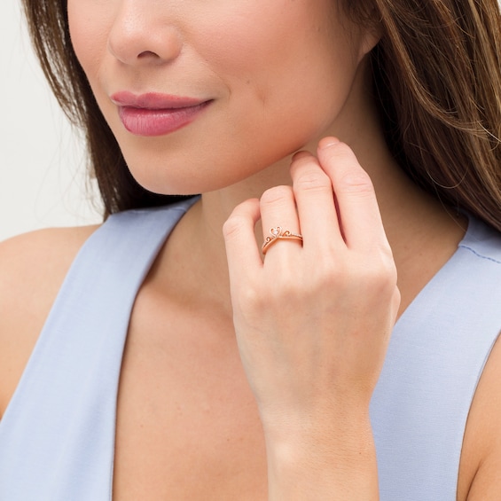 Cherished Promise Collection™ 1/15 CT. T.w. Diamond Heart-Shaped Crown Promise Ring in 10K Rose Gold