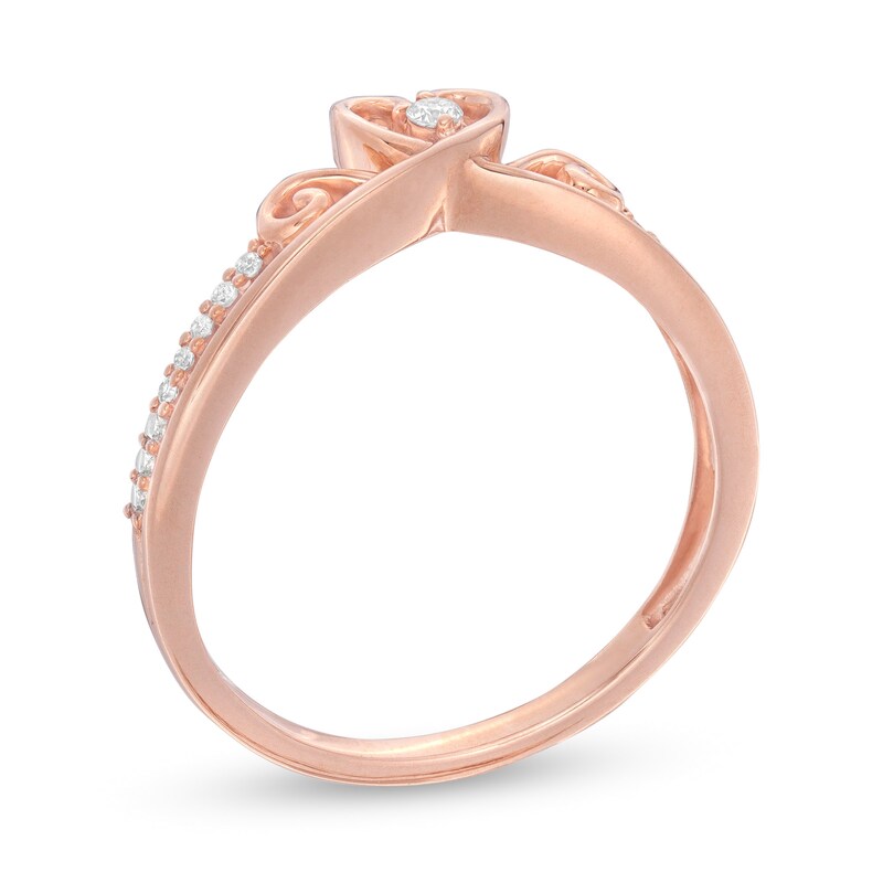 Main Image 3 of Cherished Promise Collection™ 1/15 CT. T.W. Diamond Heart-Shaped Crown Promise Ring in 10K Rose Gold